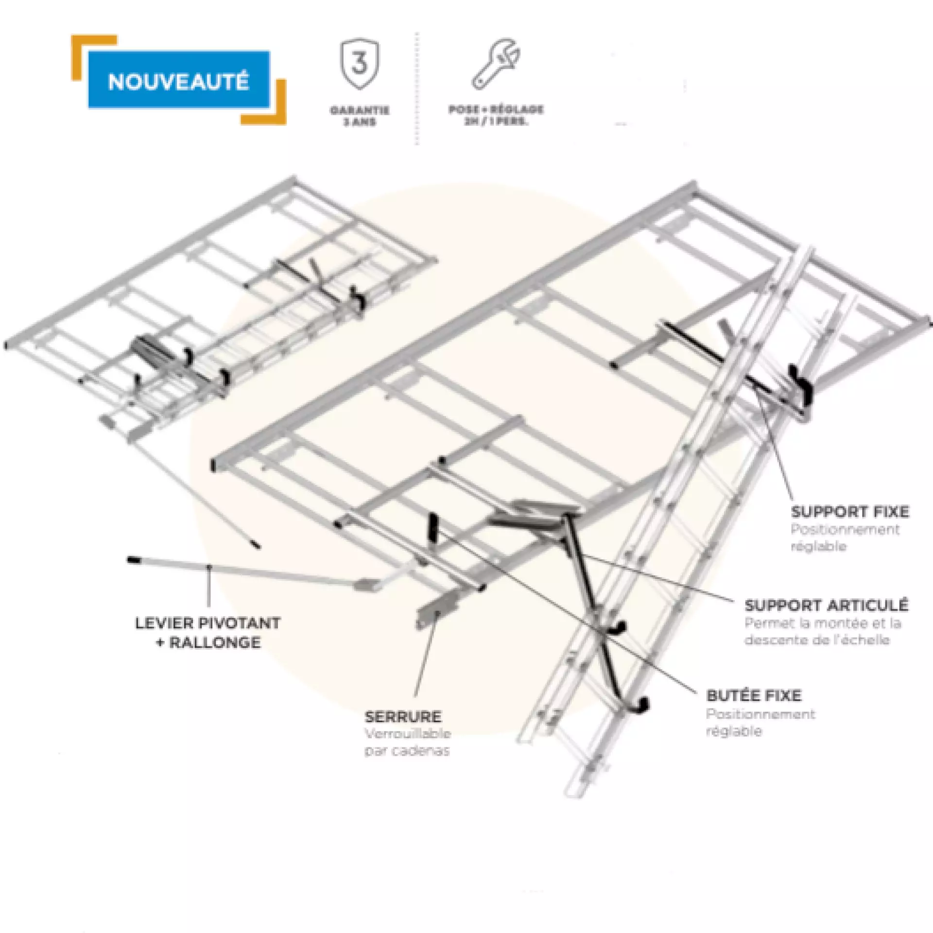 PORTE ECHELLE TECHNO HIGH POUR GRAND FOURGON H2